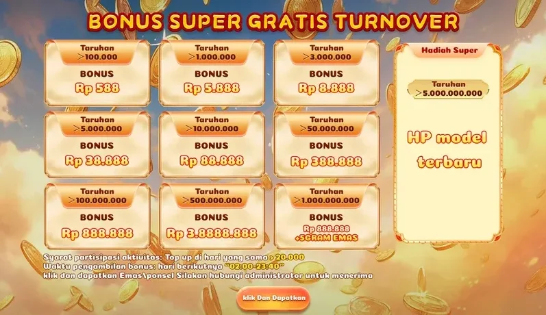 BONUS SUPER GRATIS TURNOVER